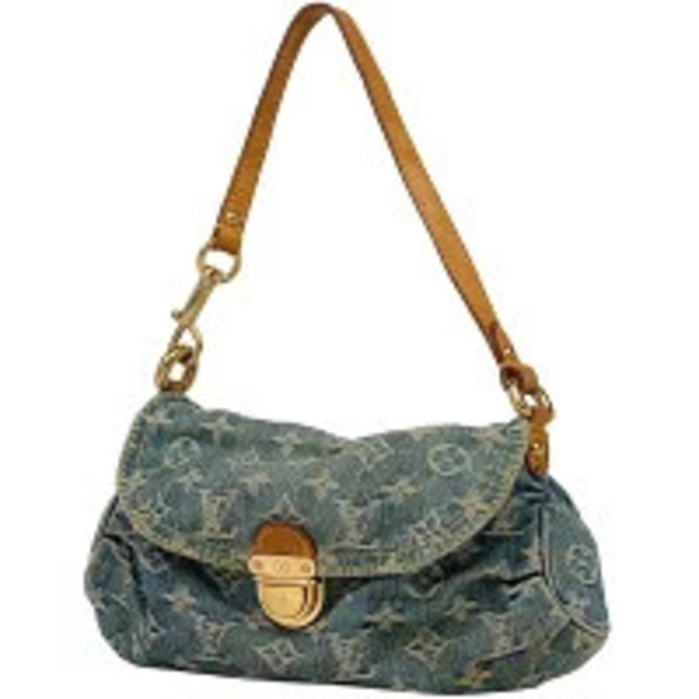 Louis Vuitton Pleaty Handbag Hobo Bag Monogram Denim Blue